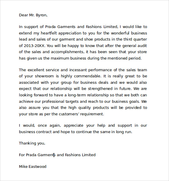 Sample Thank You for Your Business Letter - 9+ Documents in PDF, Wo   rd