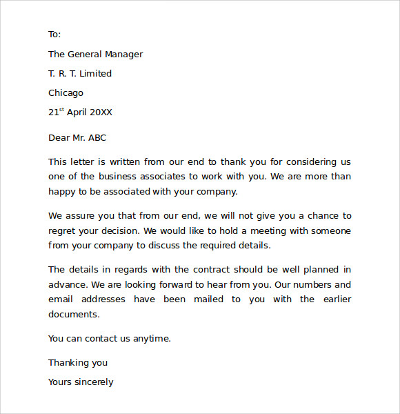 free thank you for business letter