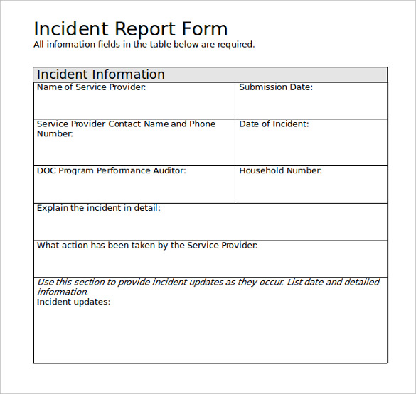 Free Workplace Incident Report Template Word