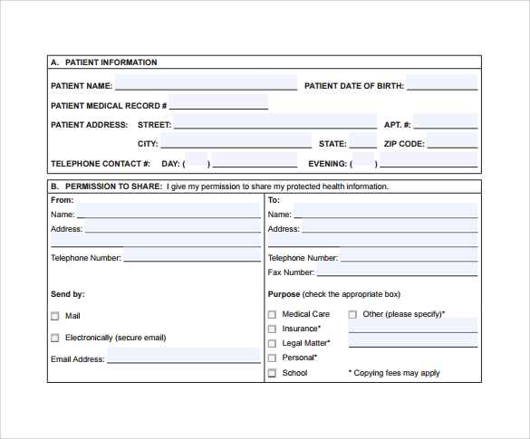 medical records release form to download