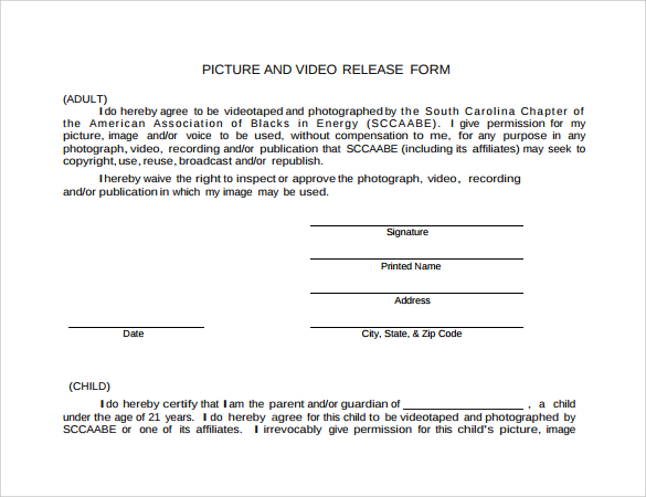 picture and video release form pdf