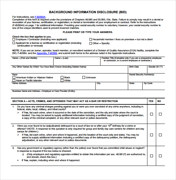 FREE 7+ Background Check Forms in PDF MS Word
