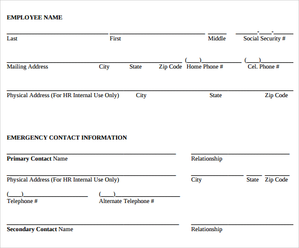 download emergency contact forms
