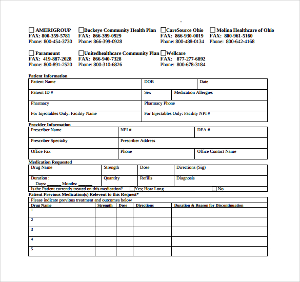 sample caremark prior authorization form