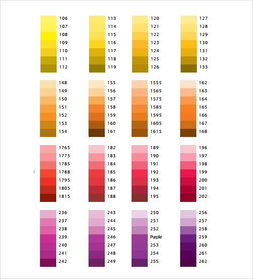 cmyk color chart template download