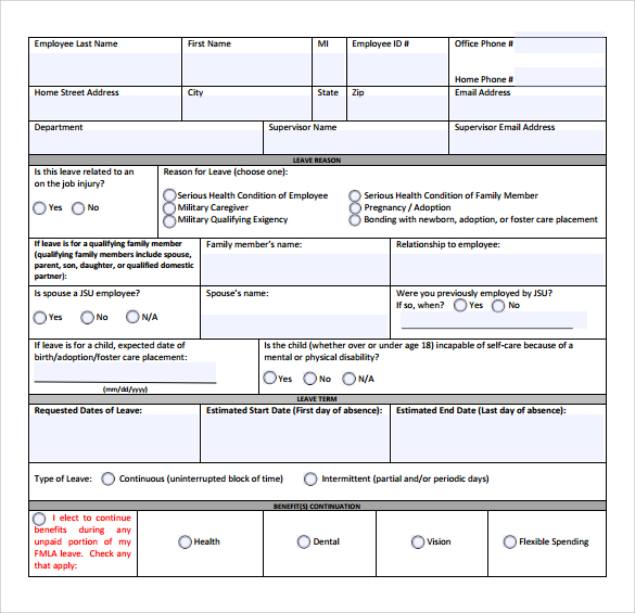 11+ FMLA Forms Sample Templates