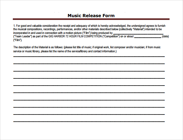 music release form