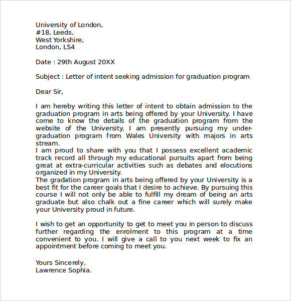 graduate school application letter