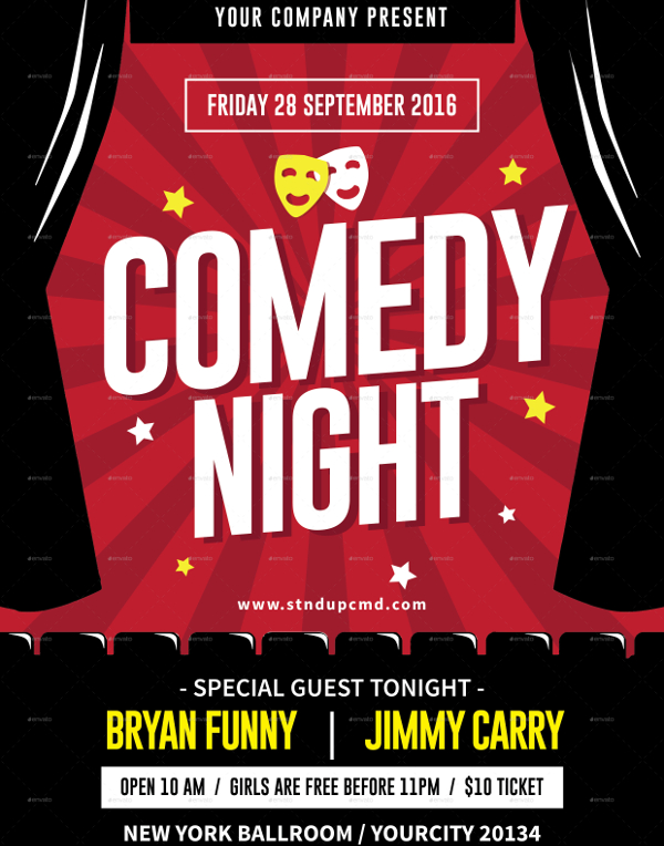 the comedy night show flyer template