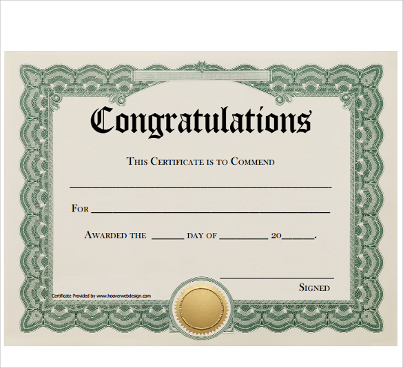 congratulations certificate