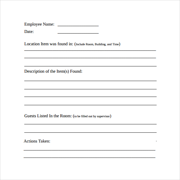 FREE 16+ Employee Incident Report Templates in PDF MS Word Pages