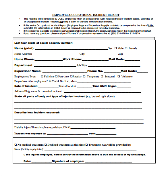 FREE 16+ Employee Incident Report Templates in PDF | MS Word | Pages