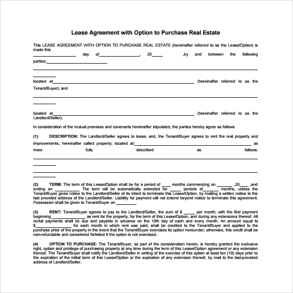 FREE 10 Lease Purchase Agreement Templates In PDF MS Word Google Docs Pages