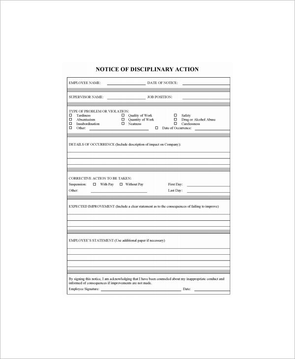 employee write up form