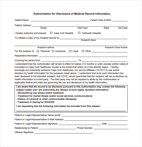 Printable Medical Record Request Form Template Printable Templates