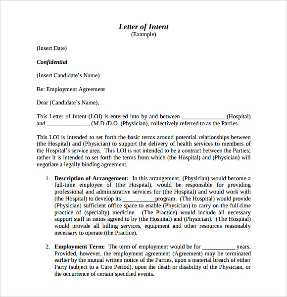 letter of intent for employment pdf