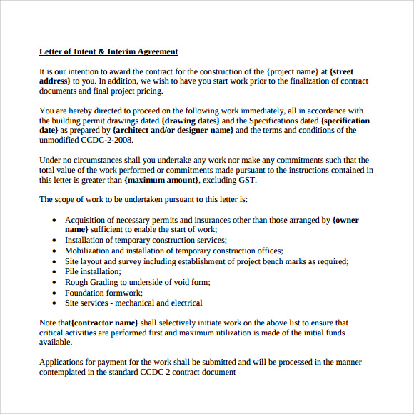 letter of intent for employment download