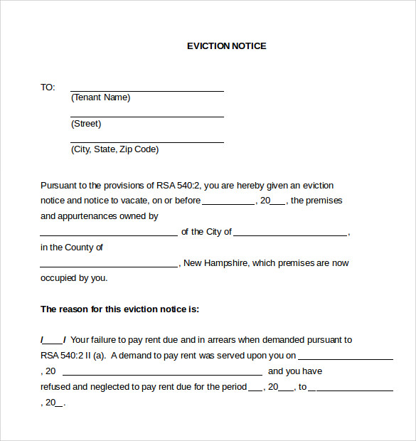Free 10 Eviction Notice Samples Templates In Pdf Google Docs Ms 24