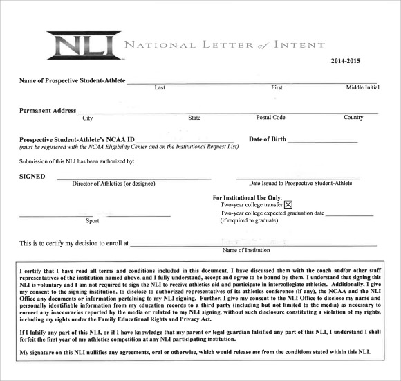 pdf signing contract in   National Letter Intent Free of Documents Sample 9