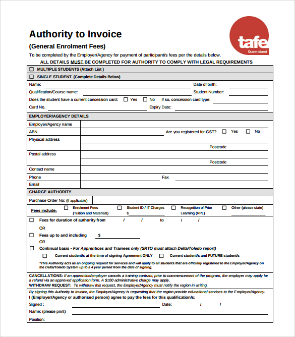 general authority invoice pdf