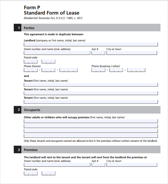 land lease agreement form template