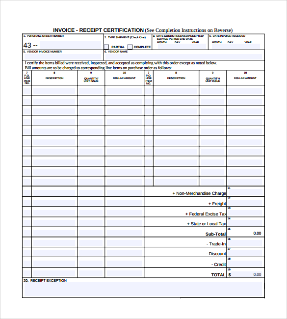 invoice certification form