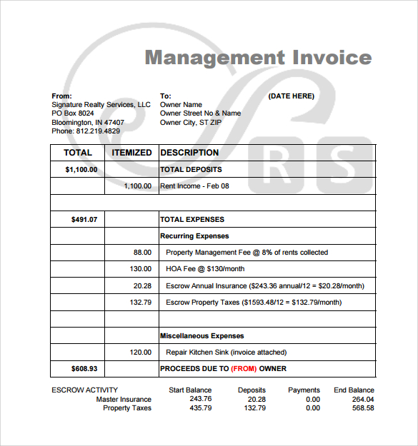 invoice pages form Sample Template Invoice  Free Documents Rent  13 Download