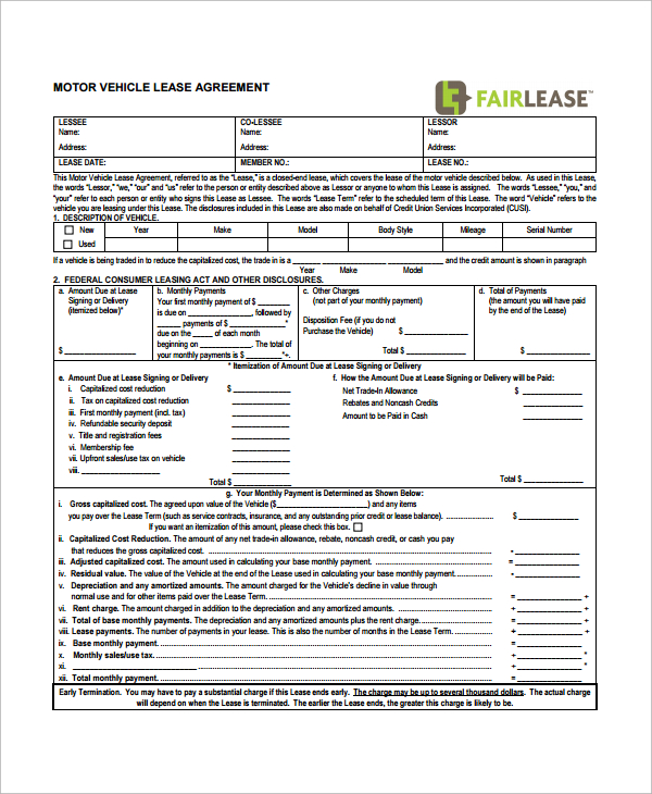 free 12 printable lease agreement templates in pdf ms word