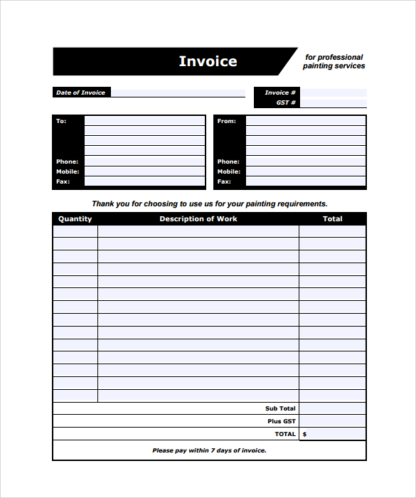 professional invoice format