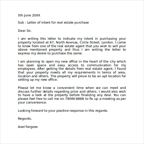 Loi Sample Letter