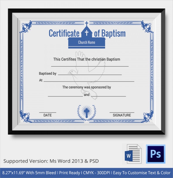certificate of christian baptism