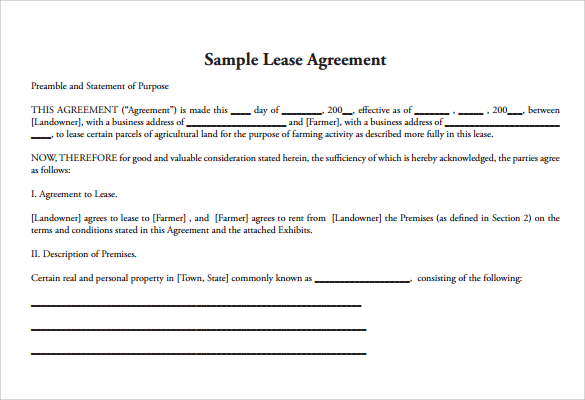 sample lease agreement
