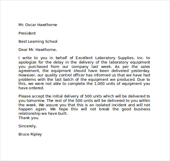 apology letter for submitting assignment late