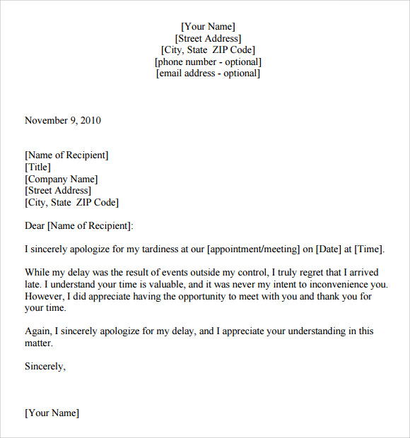 Sample Apology Letter To Boss For Late Coming
