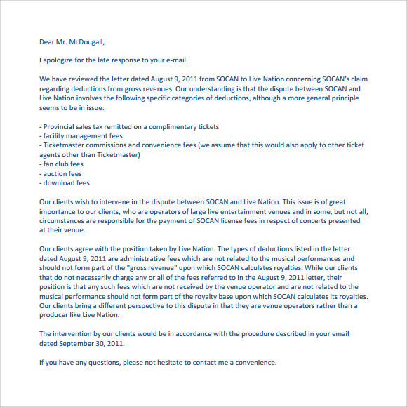 letter late template payment for Letters for 8 Free Being Apology to Late Download