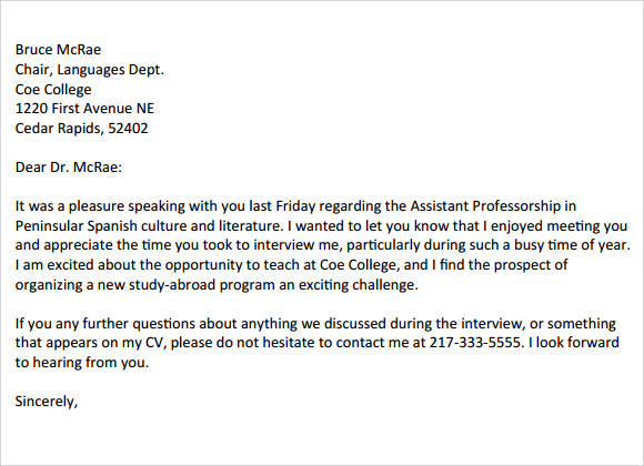 Thank You Letter Examples After Interview from images.sampletemplates.com