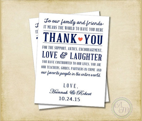 11 Sample Wedding Thank You Notes Sample Templates