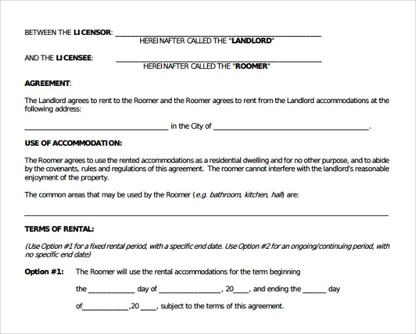 room mate lease agreement