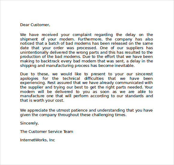 Download Free Software Late Delivery Complaint Letter Template 