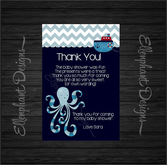 octopus nautical baby shower thank you note