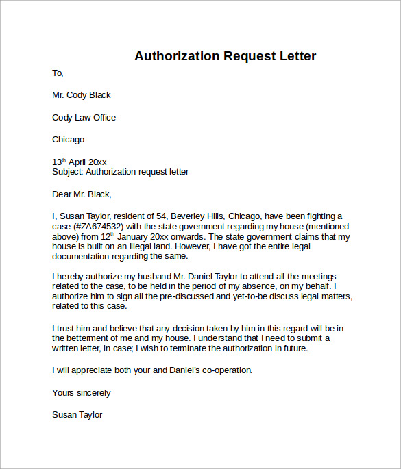 authorization request letter