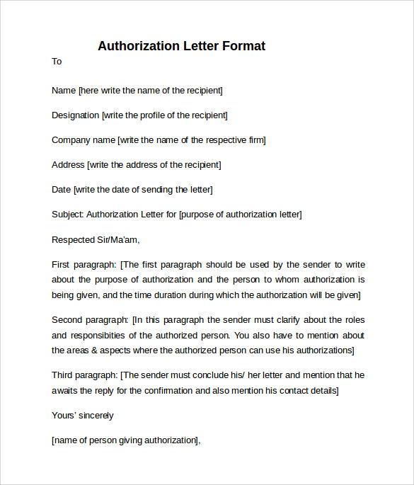 letter of authorization format