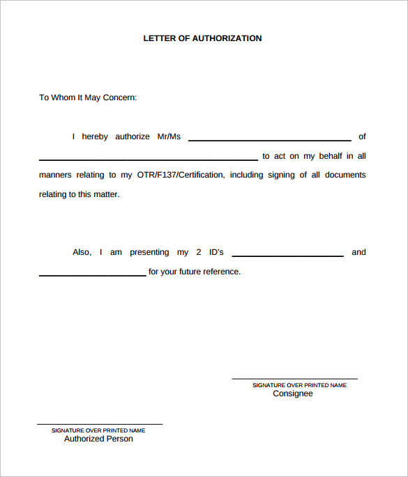 in format letter permission word Word, of Letter 12 Authorization Templates â€“ PDF, Pages