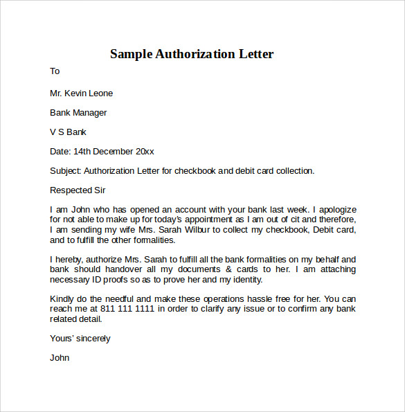 simple letter of authorization