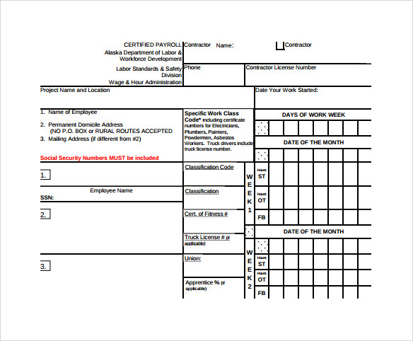 certified payroll form