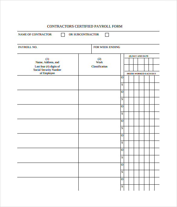contractors certified payroll form