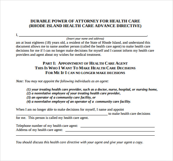 blank power of attorney form example