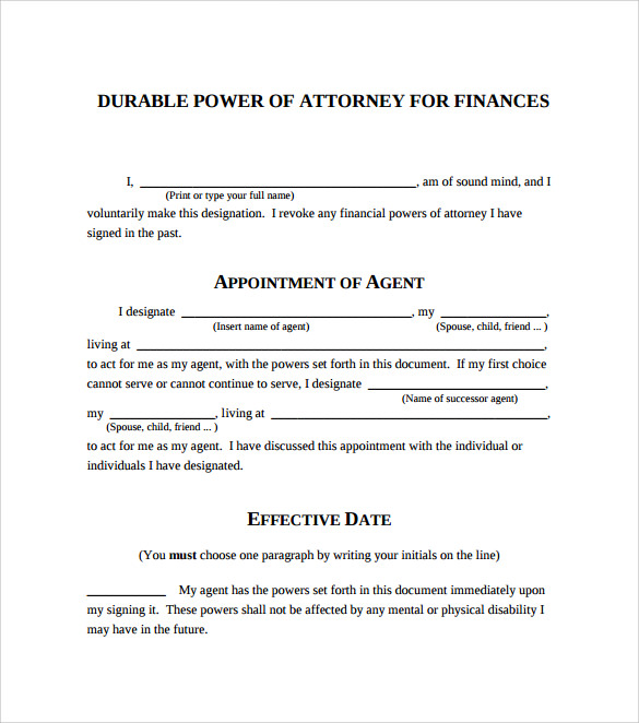 blank power of attorney form pdf