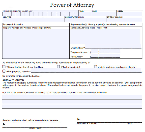 blank power of attorney form to download