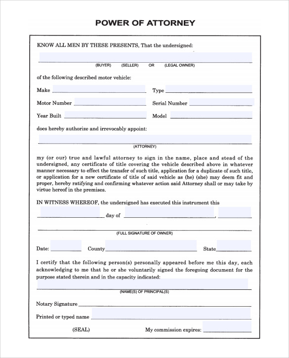 free download blank power of attorney form